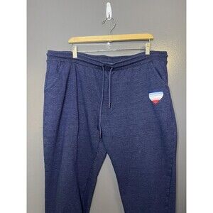 EV1 Pants Womens XXL Blue Fleece Joggers Heart Graphic Lounge Cuffed Drawstring